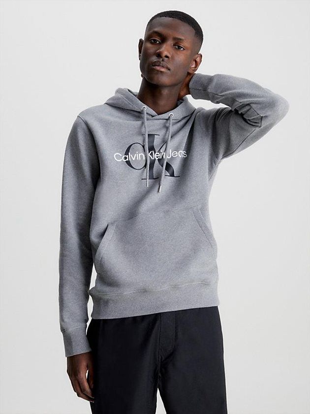 Calvin Klein USA Monogram Mens Hoodie Grey 5314876-WL